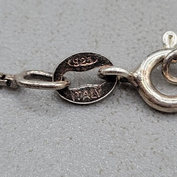 JC Sterling Silver Marcasite Initial T Pendant Necklace 925 Italy Box Chain - Picture 7 of 7